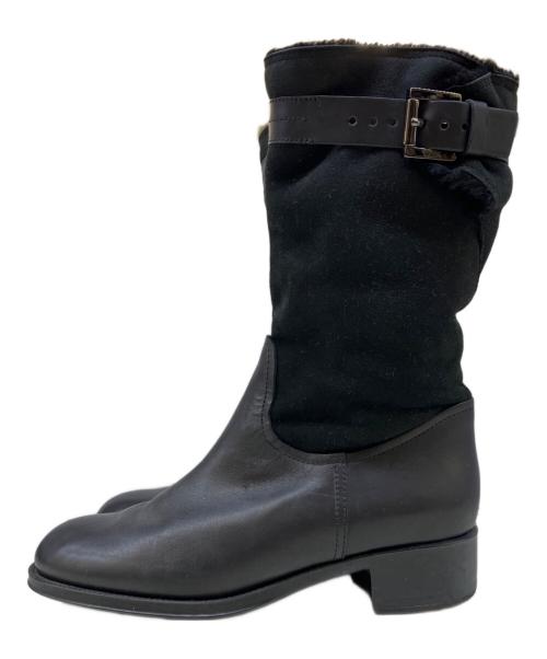 TOD'S（トッズ）TOD'S (トッズ) レザームートンベルトブーツ ブラック サイズ:37の古着・服飾アイテム