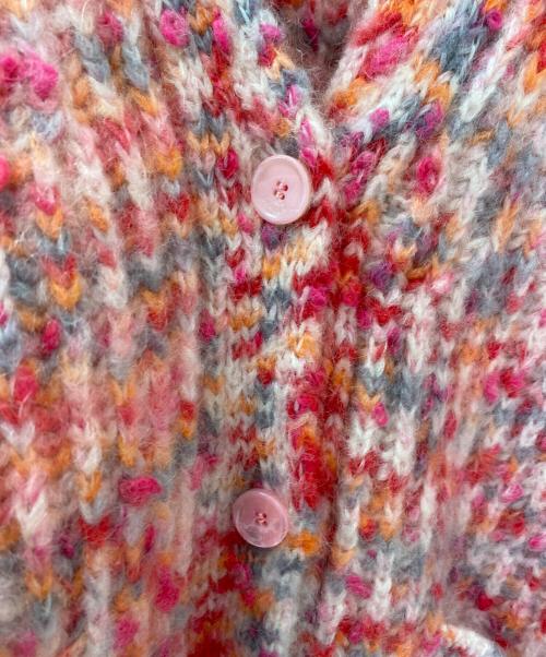 DRAWER（ドゥロワー）DRAWER (ドゥロワー) マルチカラー ミックスニット カーディガン ピンク サイズ:Freeの古着・服飾アイテム