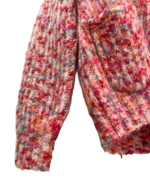 DRAWER（ドゥロワー）DRAWER (ドゥロワー) マルチカラー ミックスニット カーディガン ピンク サイズ:Freeの古着・服飾アイテム
