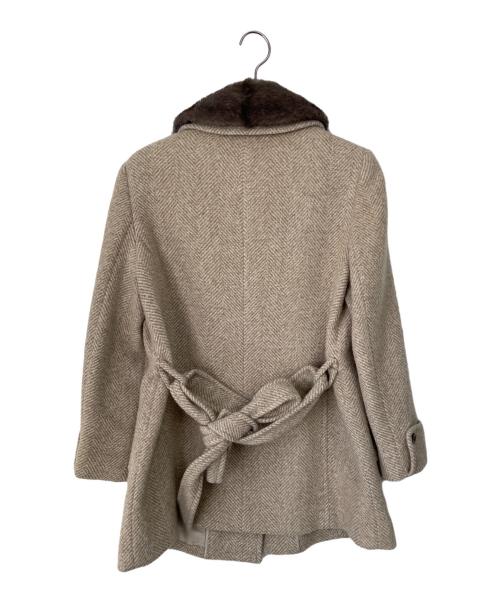Leilian（レリアン）Leilian (レリアン) カシミヤ混ミンクファー付コート ベージュ サイズ:11の古着・服飾アイテム