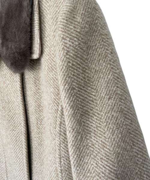 Leilian（レリアン）Leilian (レリアン) カシミヤ混ミンクファー付コート ベージュ サイズ:11の古着・服飾アイテム