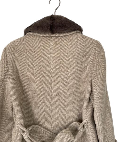 Leilian（レリアン）Leilian (レリアン) カシミヤ混ミンクファー付コート ベージュ サイズ:11の古着・服飾アイテム