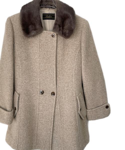 Leilian（レリアン）Leilian (レリアン) カシミヤ混ミンクファー付コート ベージュ サイズ:11の古着・服飾アイテム