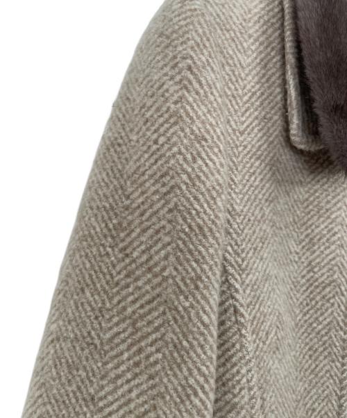 Leilian（レリアン）Leilian (レリアン) カシミヤ混ミンクファー付コート ベージュ サイズ:11の古着・服飾アイテム