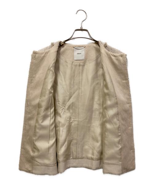 ebure（エブール）EBURE (エブール) プルームスパンコールツィード ノースリーブジャケット ベージュ サイズ:SIZE 38の古着・服飾アイテム