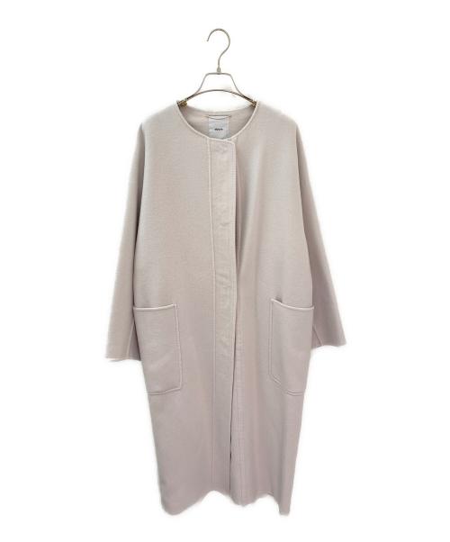 ebure（エブール）ebure (エブール) スーパー120S ダブルビーバー ノーカラーロングコート ホワイト系 サイズ:38の古着・服飾アイテム
