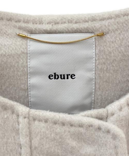 ebure（エブール）ebure (エブール) スーパー120S ダブルビーバー ノーカラーロングコート ホワイト系 サイズ:38の古着・服飾アイテム
