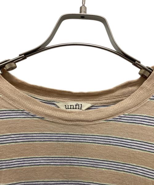 UNFIL（アンフィル）unfil (アンフィル) ヘンプストライプドジャージークロップドティー ベージュ サイズ:Freeの古着・服飾アイテム