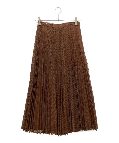 Max Mara Studio（マックスマーラ ストゥディオ）MAX MARA STUDIO (マックスマーラ ストゥディオ) レースプリーツスカート ブラウン サイズ:38の古着・服飾アイテム