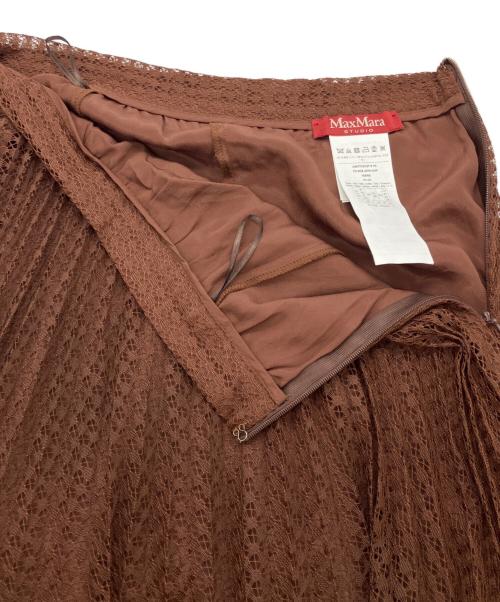 Max Mara Studio（マックスマーラ ストゥディオ）MAX MARA STUDIO (マックスマーラ ストゥディオ) レースプリーツスカート ブラウン サイズ:38の古着・服飾アイテム