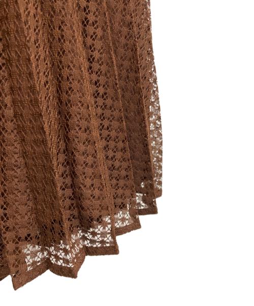 Max Mara Studio（マックスマーラ ストゥディオ）MAX MARA STUDIO (マックスマーラ ストゥディオ) レースプリーツスカート ブラウン サイズ:38の古着・服飾アイテム