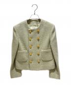 CELINEセリーヌ）の古着「プレーンツイード シャスール ジャケット」｜ライトグリーン
