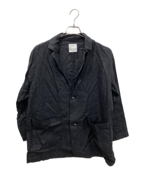 kurashi&trips publishing（クラシアンドトリップス パブリッシング）kurashi&trips publishing (クラシアンドトリップス パブリッシング) KAGURE (カグレ) フレンチリネンテーラードジャケット ブラック サイズ:Sの古着・服飾アイテム