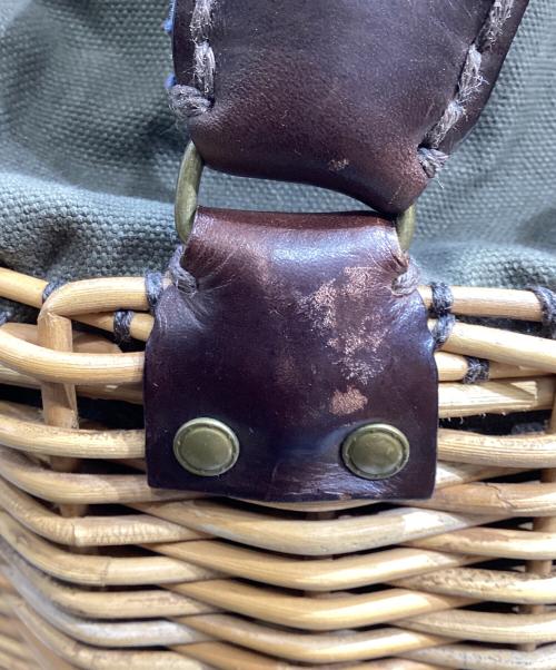 ebagos（エバゴス）ebagos (エバゴス) ラタン キャンバス 2wayカゴバッグ ブラウン×ネイビーの古着・服飾アイテム