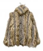 PERVERZEパーバーズ）の古着「リバーシブルフェイクファーコート」｜ベージュ×ブラウン