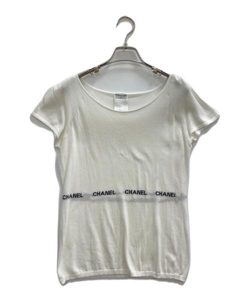 CHANEL（シャネル）CHANEL (シャネル) シャネルロゴフレンチスリーブ ニット ホワイト サイズ:42の古着・服飾アイテム