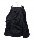 ENFOLDエンフォルド）の古着「メモリーツイルランダムタックスカート」｜ブラック