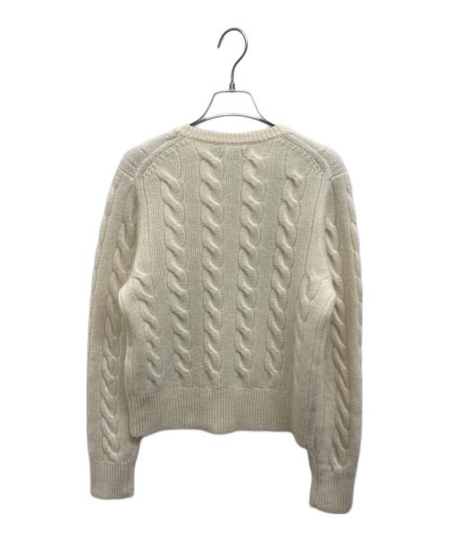 POLO RALPH LAUREN（ポロ・ラルフローレン）POLO RALPH LAUREN (ポロ・ラルフローレン) カシミヤ混ケーブルニットカーディガン アイボリー サイズ:Mの古着・服飾アイテム