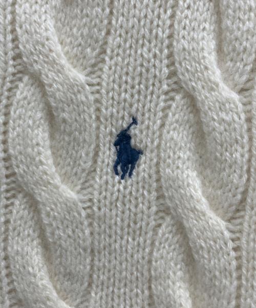 POLO RALPH LAUREN（ポロ・ラルフローレン）POLO RALPH LAUREN (ポロ・ラルフローレン) カシミヤ混ケーブルニットカーディガン アイボリー サイズ:Mの古着・服飾アイテム