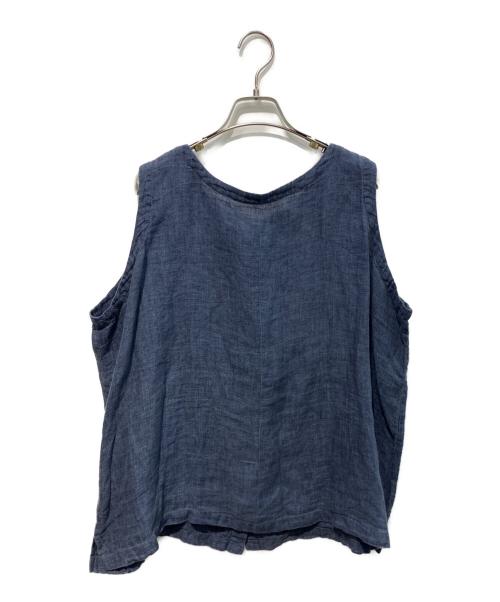 nest Robe（ネストローブ）nest Robe (ネストローブ) ノースリーブリネン後染めブラウス　01172-1197 ネイビー サイズ:Freeの古着・服飾アイテム