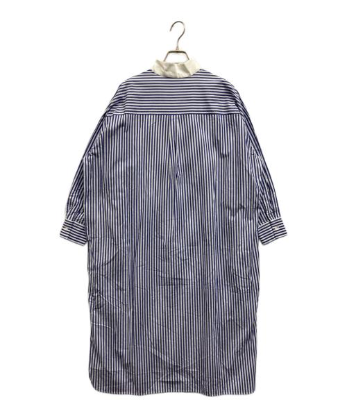 mizuiro-ind（ミズイロインド）mizuiro-ind (ミズイロインド) タキシードカラーロングシャツワンピース ブルー サイズ:Freeの古着・服飾アイテム