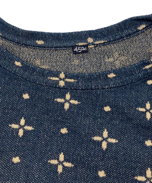 45R（フォーティファイブ・アール）45R (フォーティファイブ・アール) ギマニットジャカードのビッグTシャツ インディゴの古着・服飾アイテム