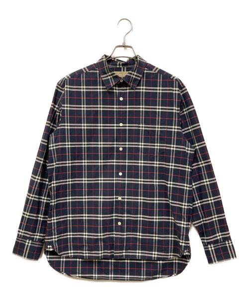 BURBERRY（バーバリー）BURBERRY (バーバリー) コットンポプリンチェックシャツ ネイビー サイズ:SIZE Lの古着・服飾アイテム