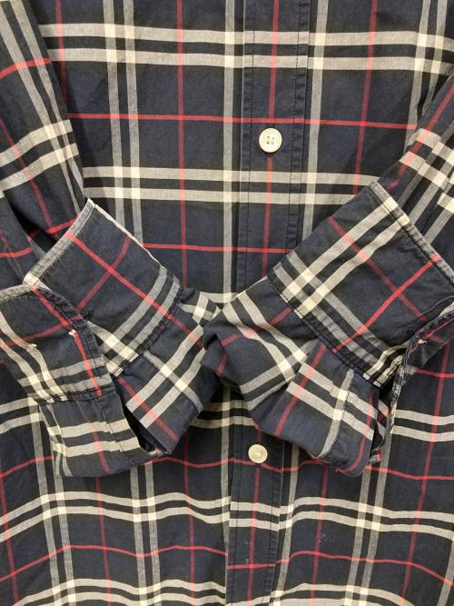BURBERRY（バーバリー）BURBERRY (バーバリー) コットンポプリンチェックシャツ ネイビー サイズ:SIZE Lの古着・服飾アイテム