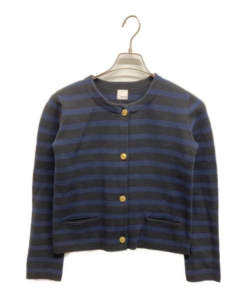 JENNE（ジェンヌ）JENNE (ジェンヌ) フレンチシックボーダーニットジャケット ネイビー サイズ:Sの古着・服飾アイテム