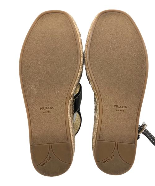 PRADA（プラダ）PRADA (プラダ) エスパドリーユ ブラック×ゴールド サイズ:34 1/2の古着・服飾アイテム