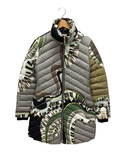 Emilio Pucci（エミリオ プッチ）Emilio Pucci (エミリオ プッチ) 総柄ダウンコート グレー サイズ:38の古着・服飾アイテム