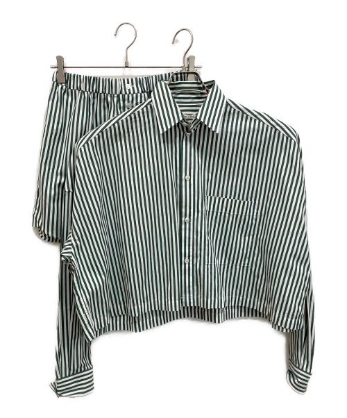 INSCRIRE（アンスクリア）INSCRIRE (アンスクリア) ストライプシャツセットアップ グリーン サイズ:36の古着・服飾アイテム