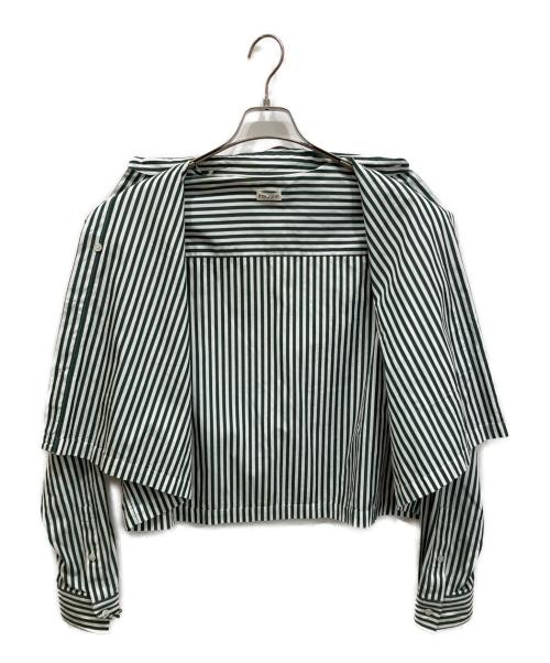 INSCRIRE（アンスクリア）INSCRIRE (アンスクリア) ストライプシャツセットアップ グリーン サイズ:36の古着・服飾アイテム