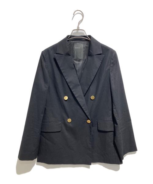 Noble（ノーブル）Noble (ノーブル) 麻ストレッチピークドラペルダブルジャケット ブラック サイズ:38の古着・服飾アイテム