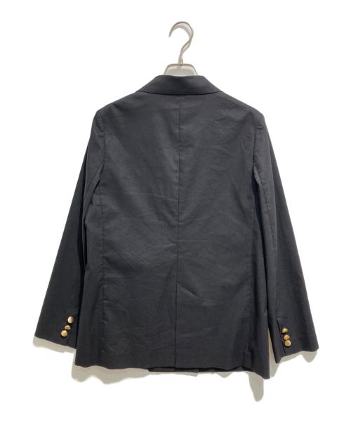 Noble（ノーブル）Noble (ノーブル) 麻ストレッチピークドラペルダブルジャケット ブラック サイズ:38の古着・服飾アイテム