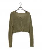 AMOMENTOアモーメント）の古着「リネン混カーディガン」｜オリーブ