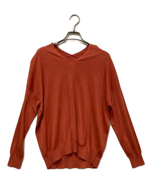SOEJU（ソージュ）SOEJU (ソージュ) シルクコットンVネックニット オレンジ サイズ:Mの古着・服飾アイテム