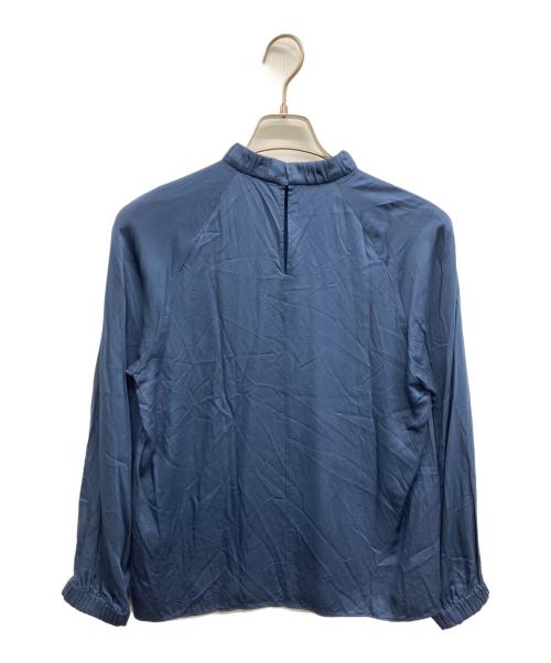 TOMORROW LAND（トゥモローランド）TOMORROW LAND (トゥモローランド) ウォッシャブルサテン スタンドギャザーカラーブラウス ネイビー サイズ:36の古着・服飾アイテム