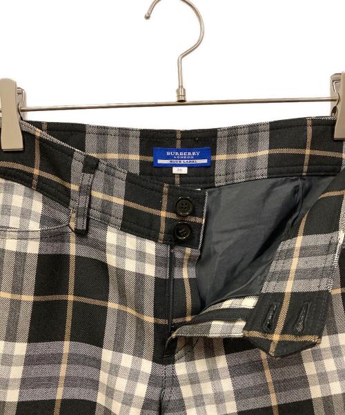 BURBERRY BLUE LABEL（バーバリーロンドンブルーレーベル）BURBERRY BLUE LABEL (バーバリーロンドンブルーレーベル) ウール チェックパンツ ブラック サイズ:SIZE 38の古着・服飾アイテム