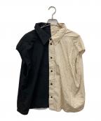 MM6 Maison Margielaエムエムシックスメゾンマルジェラ）の古着「ノースリーブ切替ブラウス」｜ブラック×ベージュ
