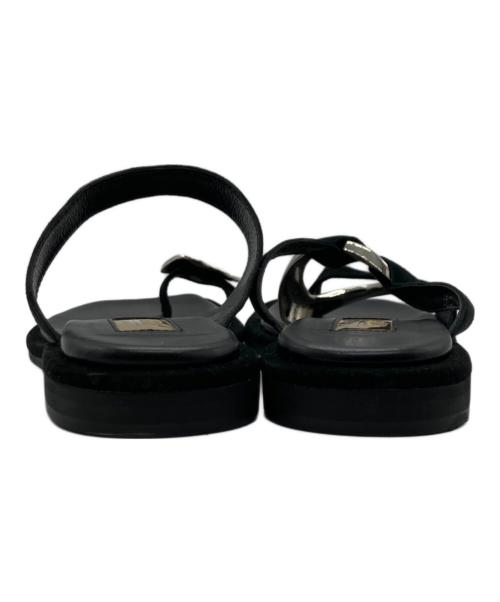 Le Talon GRISE（ル タロン グリーズ）Le Talon GRISE (ル タロン グリーズ) レザーARTYアシメトングサンダル ブラック サイズ:Lの古着・服飾アイテム