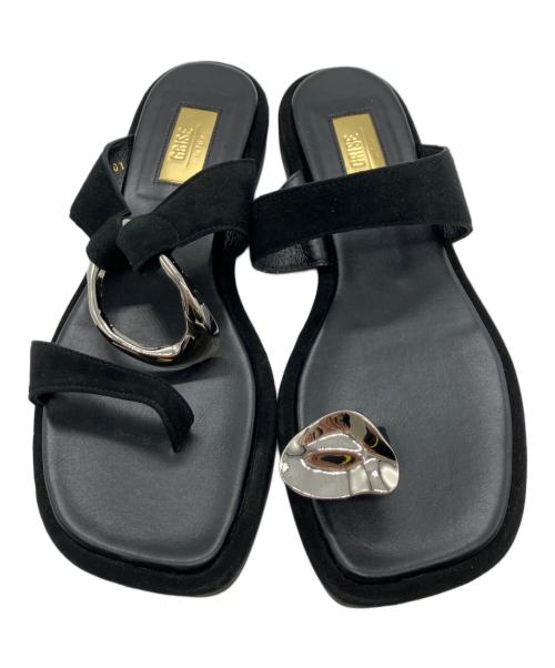 Le Talon GRISE（ル タロン グリーズ）Le Talon GRISE (ル タロン グリーズ) レザーARTYアシメトングサンダル ブラック サイズ:Lの古着・服飾アイテム