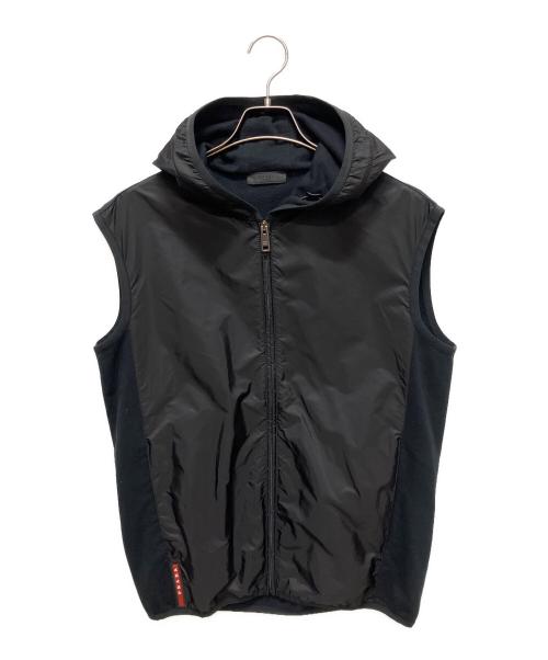 PRADA（プラダ）PRADA (プラダ) フーデットベスト ブラック サイズ:Lの古着・服飾アイテム