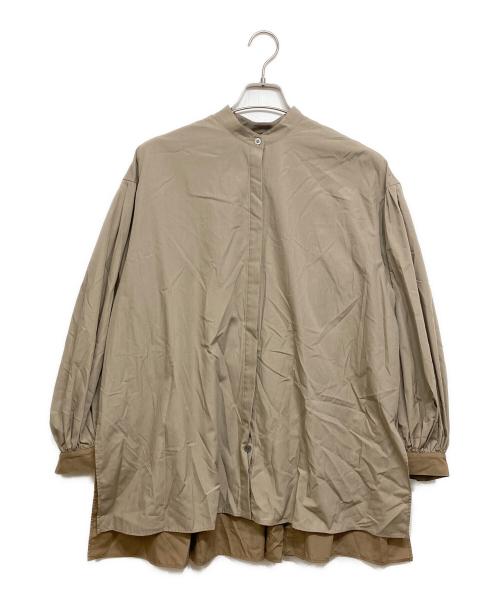 LE PHIL（ル フィル）LE PHIL (ル フィル) タイプライターギャザーバイカラーブラウス モカ サイズ:Fの古着・服飾アイテム