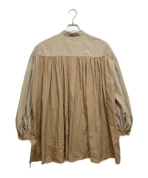 LE PHIL（ル フィル）LE PHIL (ル フィル) タイプライターギャザーバイカラーブラウス モカ サイズ:Fの古着・服飾アイテム