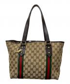 GUCCIグッチ）の古着「GGキャンバス シェリーライン チャーム付トートバッグ」｜ベージュ