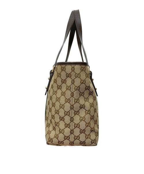 GUCCI（グッチ）GUCCI (グッチ) GGキャンバス シェリーライン チャーム付トートバッグ ベージュの古着・服飾アイテム