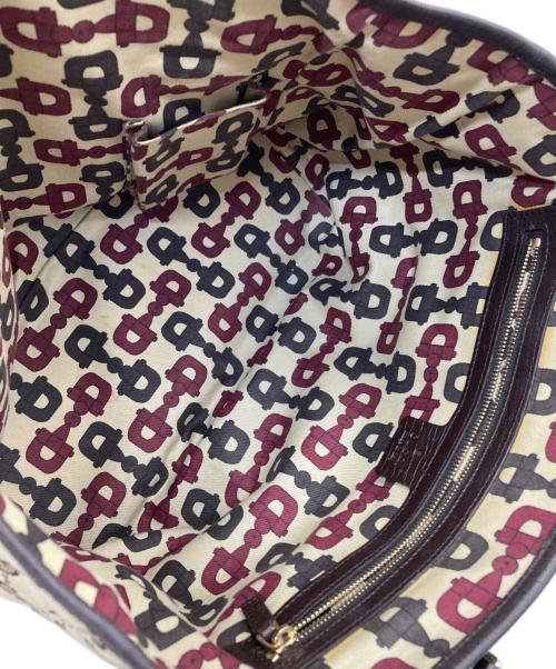 GUCCI（グッチ）GUCCI (グッチ) GGキャンバス シェリーライン チャーム付トートバッグ ベージュの古着・服飾アイテム