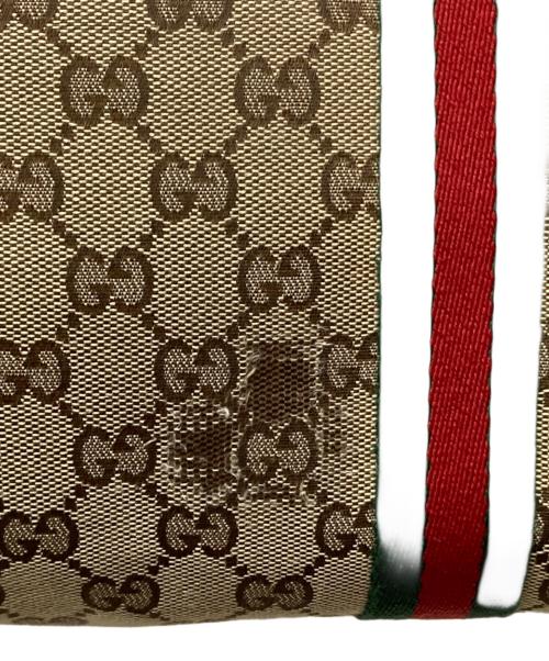 GUCCI（グッチ）GUCCI (グッチ) GGキャンバス シェリーライン チャーム付トートバッグ ベージュの古着・服飾アイテム