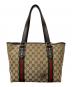 GUCCI (グッチ) GGキャンバス シェリーライン チャーム付トートバッグ ベージュ：25000円